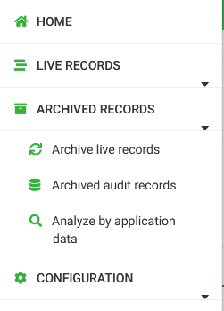 Archive live records menu option