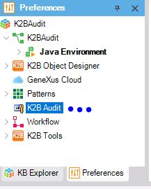 K2BAudit Settings in Preferences