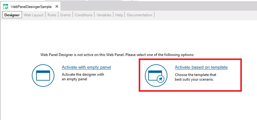 ActivateWebPanelDesignerBasedOnTemplate